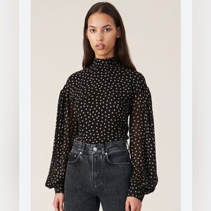 SOLD NWT GANNI PRINTED GEORGETTE BLOUSE from Bergdorf Goodman FR 34 XS US2